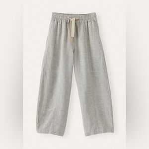 Poetry High-Twist Linen Drawstring Trousers | Size Small | Light Grey